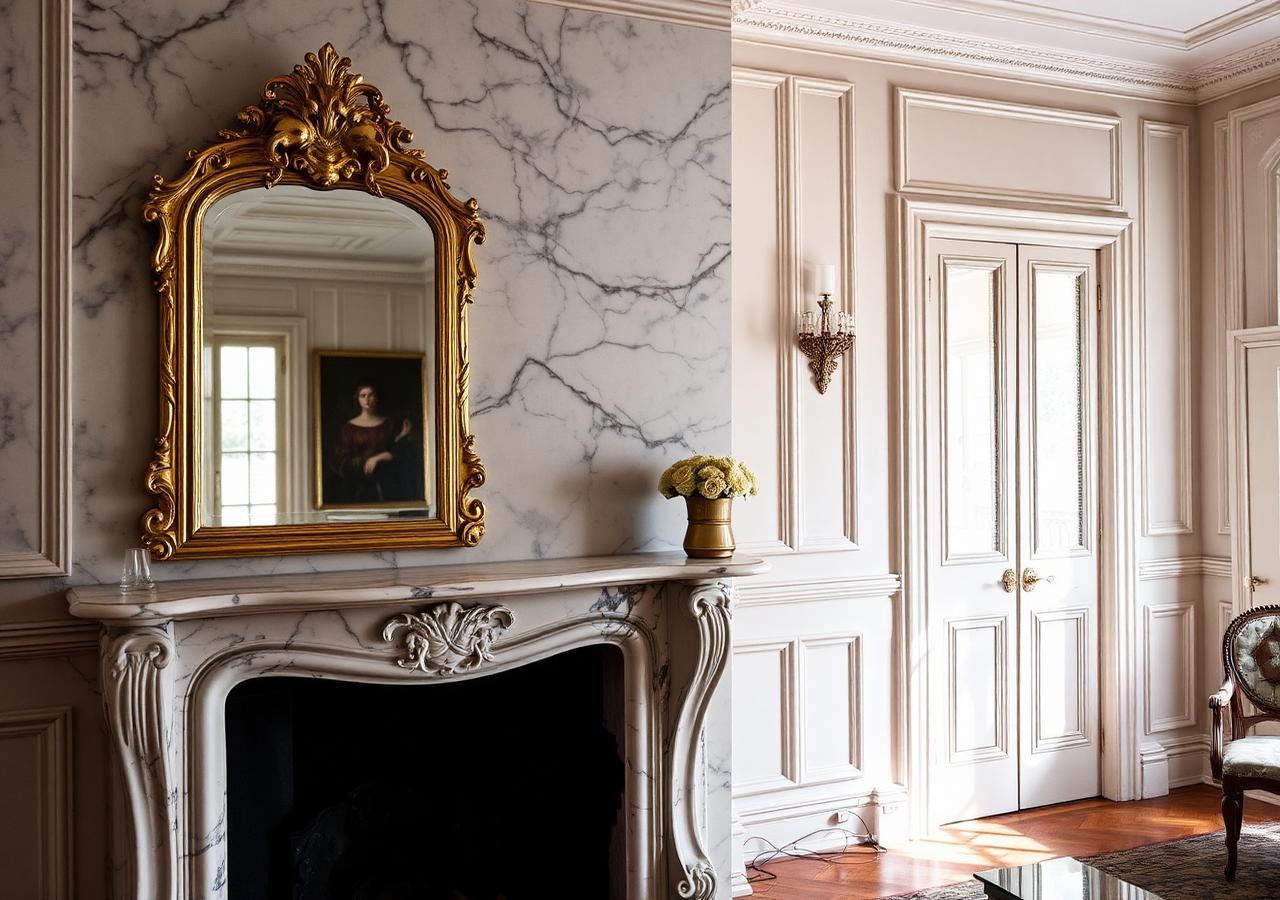 Intérieur haussmannien d'origine avec moulures et cheminée en marbre